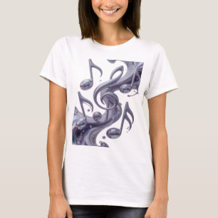 Lekfull Silver MUSIK I RÖRELSE Konstnärligt Motiv T Shirt