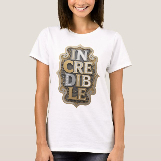 Lekfull Silver OTROLIGT formspråk T Shirt (Framsida)