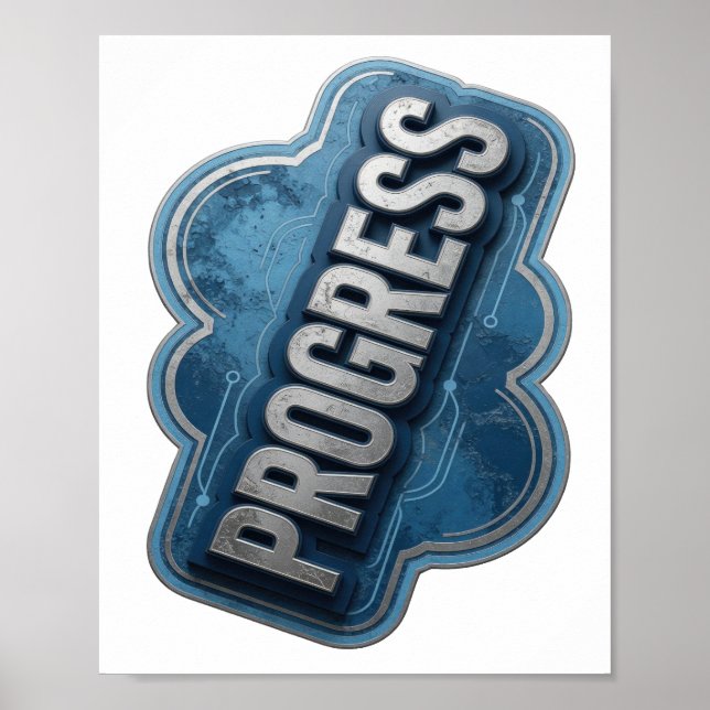 Lekfull Silver PROGRESS Utsagnsdesign Poster (Framsidan)
