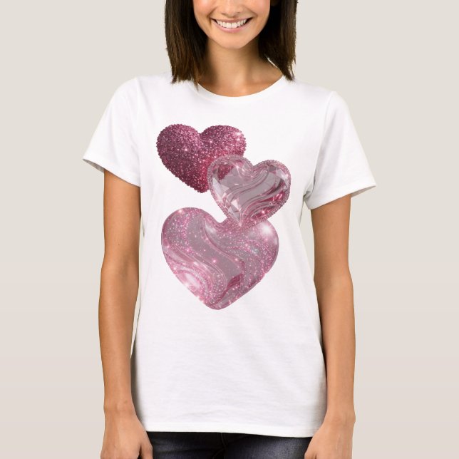 Lekfull Silver RÖDA HJÄRTAN Slogan T-shirt (Framsida)