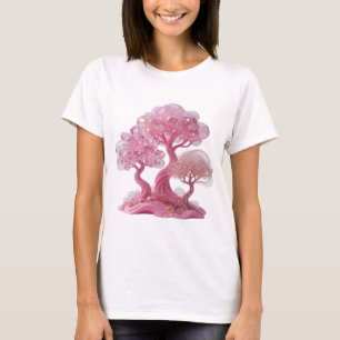 Lekfull Silver ROSA KRISTALL TRÄD Tryck T Shirt