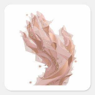 Lekfull Silver ROSÉ GULD GLITTER OCH STJÄRNOR Fyrkantigt Klistermärke