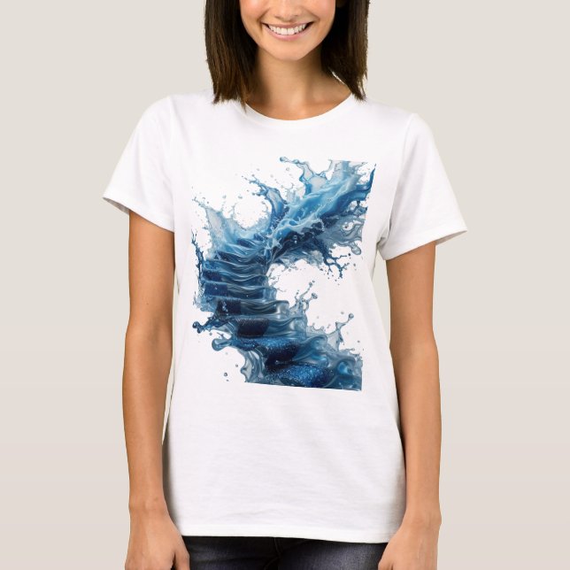 Lekfull Silver VATTEN TRAppa Text Design T Shirt (Framsida)