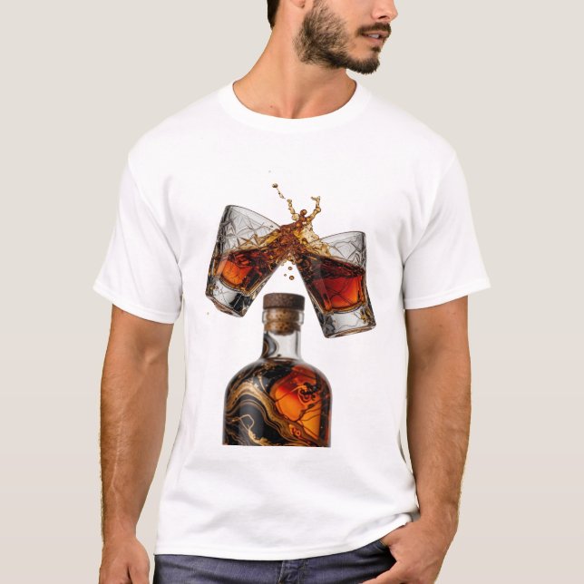 Lekfull Silver WHISKYFLASKA OCH GLAS STänk T Shirt (Framsida)