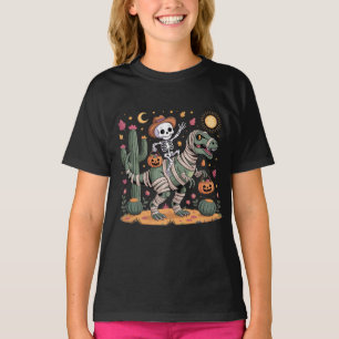 Lekfull skelett och rasande mumie-dinosaurie t shirt