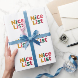 Lekfull 'Snälla listan' jul färgrik typografi Presentpapper
