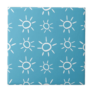 Lekfull Sol Doodle Sommar Mönster Kakelplatta
