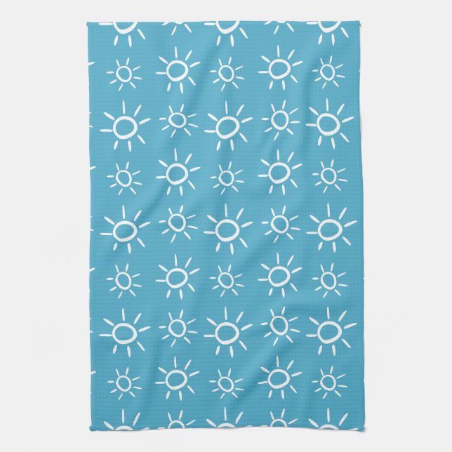 Lekfull Sol Doodle Sommar Mönster Kökshandduk (Vertikal)