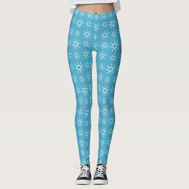 Lekfull Sol Doodle Sommar Mönster Leggings (Framsida)