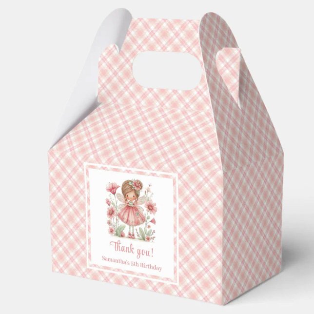 Lekfull Söt Ängsblommor Fe-födelsedag Flicktema Presentaskar (Whimsical Cute Fairy Blush Floral Girl Birthday Favor Box)