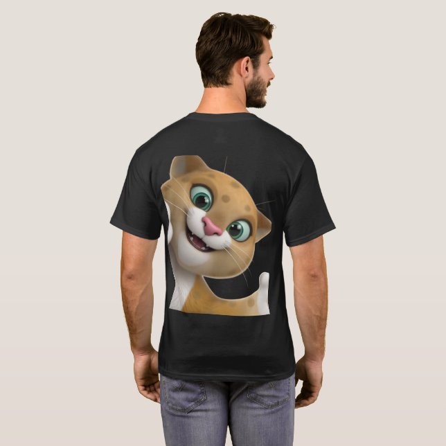 Lekfull söt katt tecknad närbild t shirt (Hel baksida)
