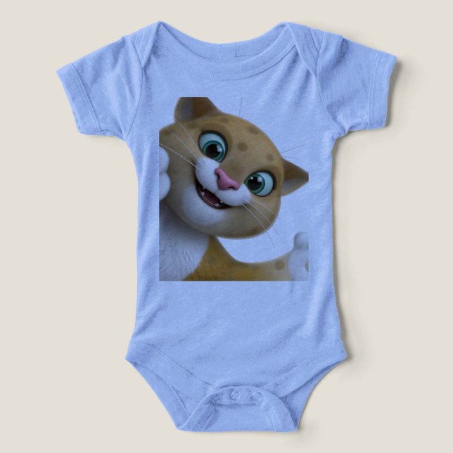 Lekfull söt katt tecknad närbild t shirt (Design Framsida)