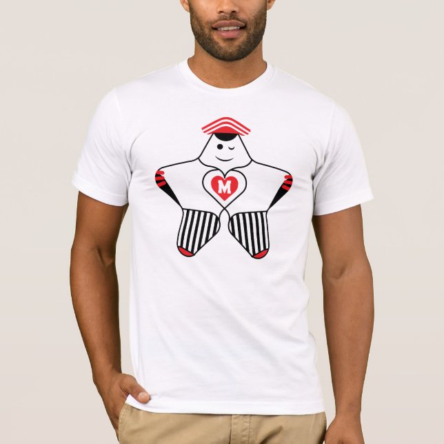Lekfull stjärnkaraktär med hjärta t shirt (Framsida)