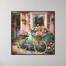 Lekfull stugträdgård med blomstercykel