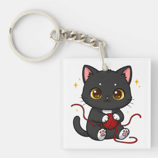 Lekfull svart katt Chibi-design