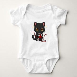 Lekfull svart katt Chibi-design T Shirt