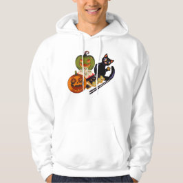 Lekfull svart katt & yrande pumpa temaki sushi hoodie