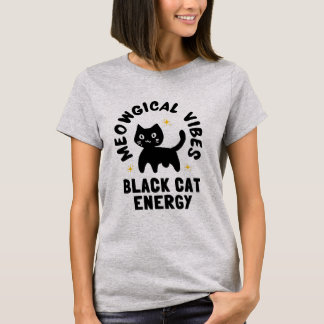 Lekfull svart kattenergi, gnistrande kattdesign t shirt