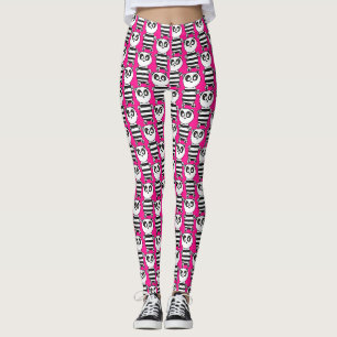 Lekfull svart-vit pandakonst leggings
