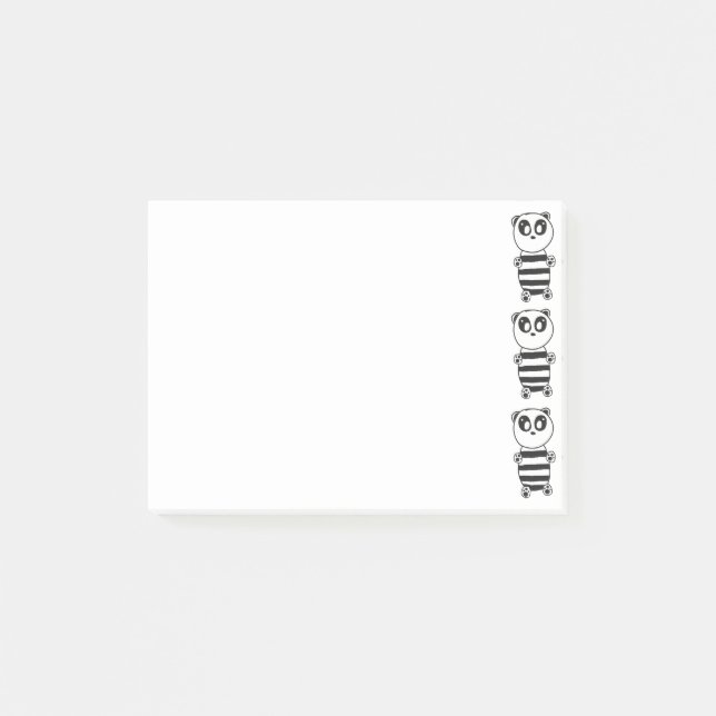 Lekfull svart-vit pandakonst post-it block (Framsida)
