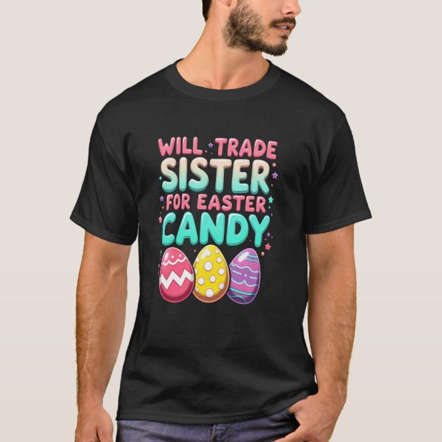 Lekfull syster byter påskgodis 2025 t shirt (Framsida)