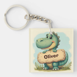 Lekfull T-Rex med stennamnskylt