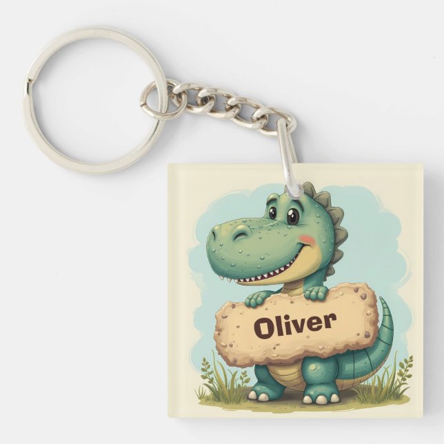 Lekfull T-Rex med stennamnskylt (Framsidan)