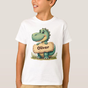 Lekfull T-Rex med stennamnskylt T Shirt