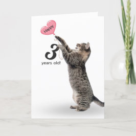 lekfull tabby katt för 3-årsdagars födelsedagskort kort