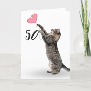 lekfull tabby katt för 50-årskort kort