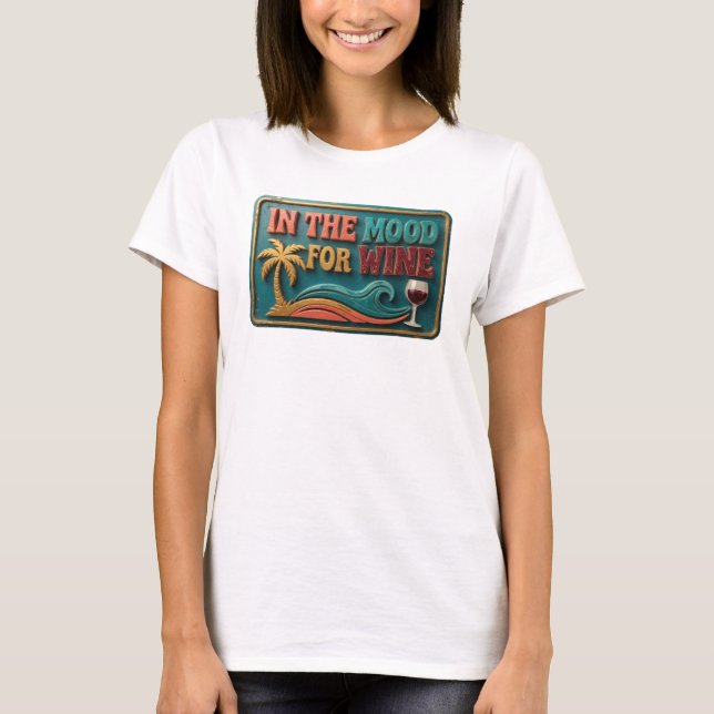 Lekfull Teal PÅ HUMÖR FÖR VIN Textdesign T Shirt (Framsida)