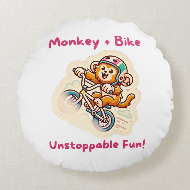 lekfull tecknad stil rund kudde (Framsidan)