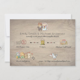 Lekfull tidslinje Rustik djur bröllsduscha Inbjudningar