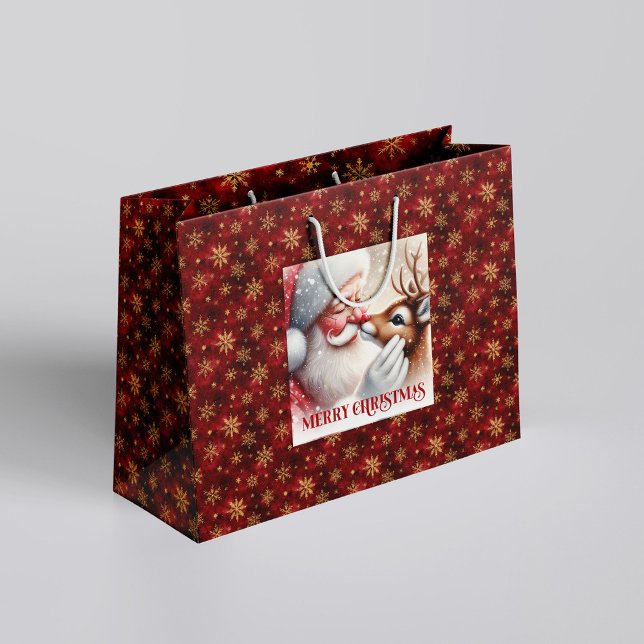 Lekfull tomte och Rudolf Klassisk julpåse (Playful Santa and Rudolph Classic Christmas Bag)