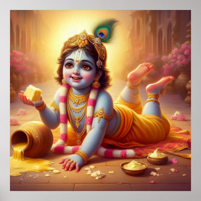 Lekfull traditionell Bala Krishna konstdesign i bl Poster (Framsidan)