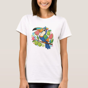 Lekfull Tukan Guava Tropisk Fågel Frukt Design T Shirt