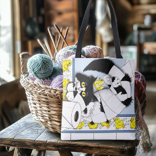 Lekfull Tuxedo Katt Toalettpapper Kaos Blå Gul Tygkasse