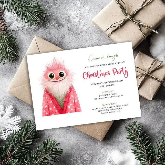 Lekfull udda jul tomte modern julfest kort (Playful Quirky Santa Modern Holiday Party Card)