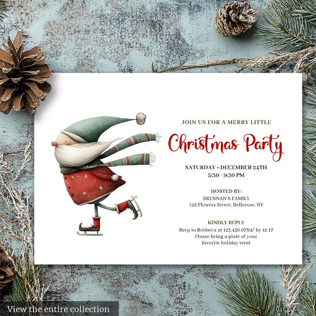 Lekfull udda jul tomte vattenfärg högtidlig inbjud inbjudningar (Playful Quirky Santa Watercolor Holiday Invite)