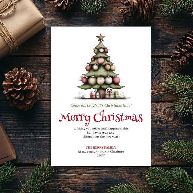 Lekfull udda julgrans hälsningskort julkort (Playful quirky Christmas tree greeting card

)