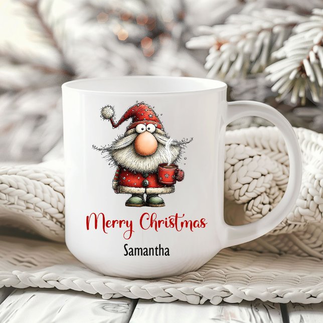 Lekfull udda tomte rolig kaffemugg (Playful Quirky Santa Claus Funny Coffee Mug)