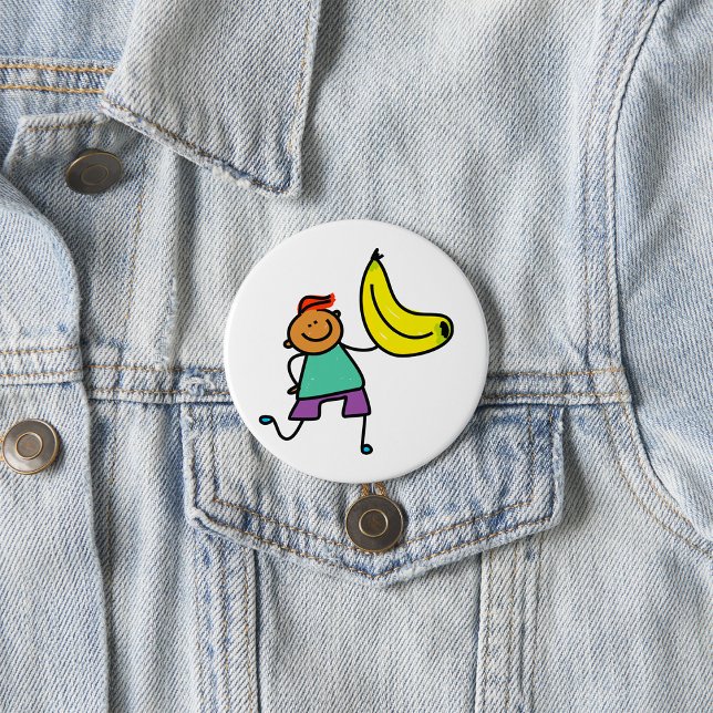 Lekfull unge som håller stor gul banan knapp (Skapare uppladdad)