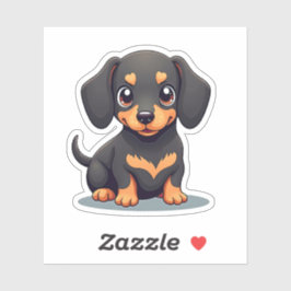 Lekfull valp av Dachshund – Chibi-stil Klistermärken