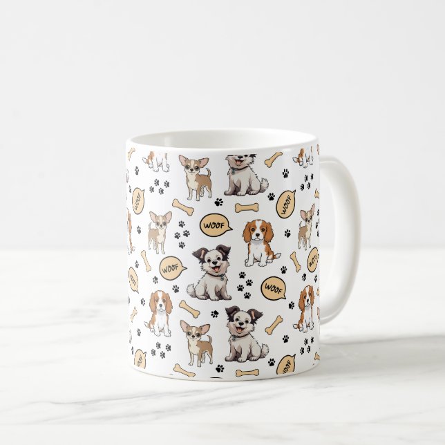 Lekfull valparad kaffemugg (Framsida höger)