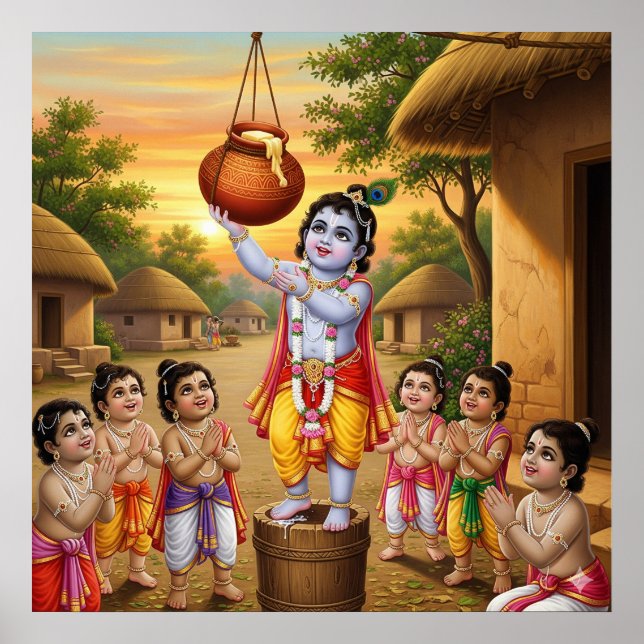 Lekfull varm etnisk Bala Krishna smörstöld  Poster (Framsidan)