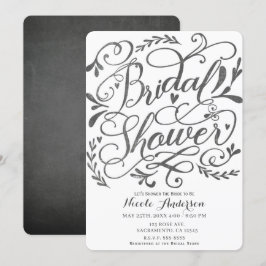 Lekfull Vintage Typografi Krit Bröllopsdusch Inbjudningar