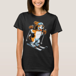 Lekfull vinter beagle med skidåkning t shirt