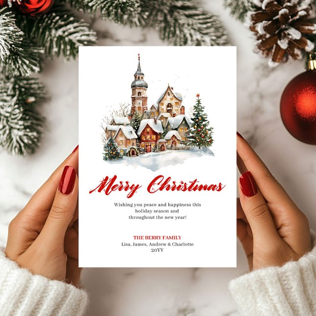 Lekfull vinterscen julhälsningskort julkort (Playful Winter Scene Christmas Greeting Card)