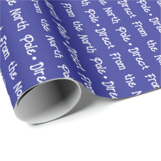 Lekfull vit redigerbar text på mörkblå presentpapper