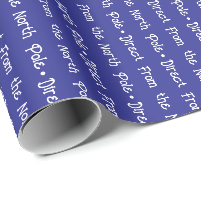 Lekfull vit redigerbar text på mörkblå presentpapper (Rullad Hörn)